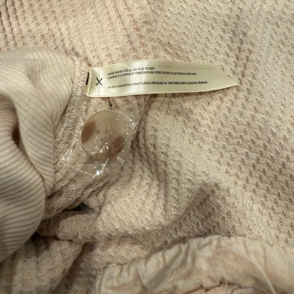 Free People One Scout Jacket Shacket Waffle Thermal Knit Slouchy Nude Sand - Picture 10 of 16